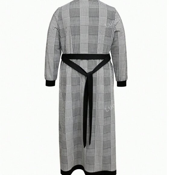 Women 2 Piece Plaid Kimono Tie Back Set in Black and White Size 2XL - Picture 1 of 11